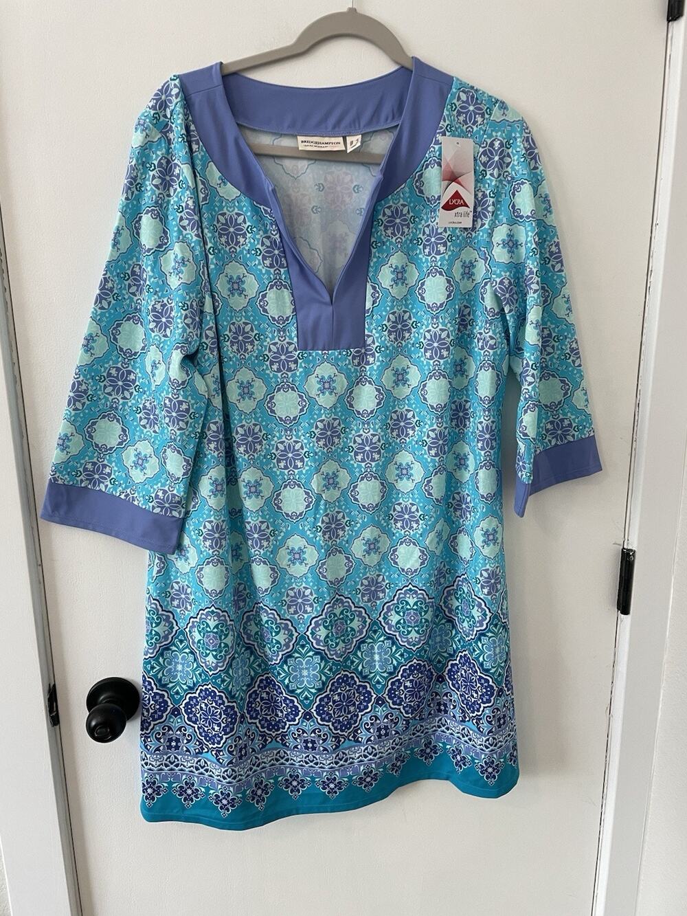 Isaac Mizrahi Live! Bridgehampton Printed Swim Cover Up Dress Blue XL J9
